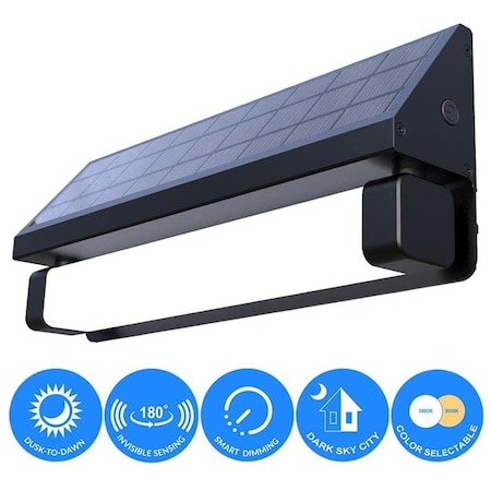 Eleding eLEDing EE815WMC Solar 180 deg Black SMART Sensing Self-Contained Integrated Selectable LED Color Flood Pathway Wall Light EE815WMC